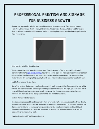 Professional Printing and Signage for Business Growth