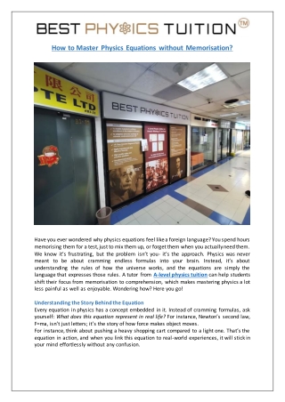 How to Master Physics Equations without Memorisation