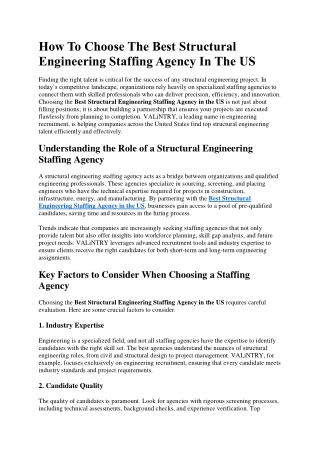 How To Choose The Best Structural Engineering Staffing Agency In The US