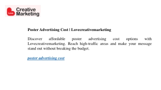 Poster Advertising Cost  Lovecreativemarketing
