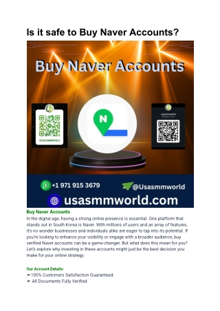 Is it safe to Buy Naver Accounts_