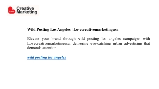 Wild Posting Los Angeles  Lovecreativemarketingusa