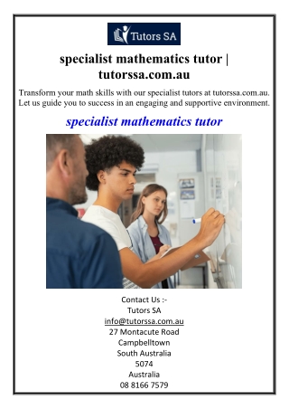 specialist mathematics tutor | tutorssa.com.au