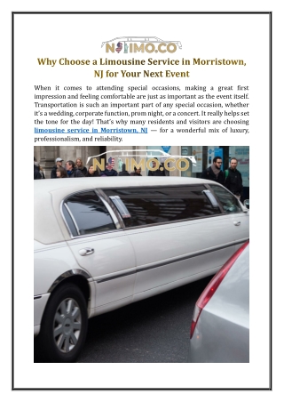 Why Choose a Limousine Service in Morristown, NJ for Your Next Event