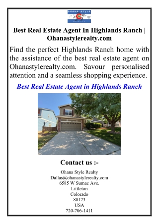 Best Real Estate Agent In Highlands Ranch | Ohanastylerealty.com