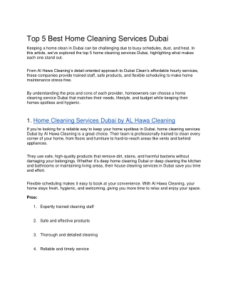 Home Cleaning Services Dubai