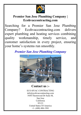 Premier San Jose Plumbing Company | Ecohvaccontracting.com