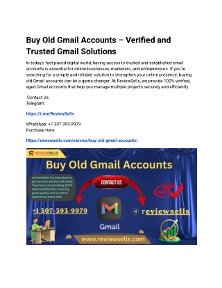Buy Old Gmail Accounts – Verified and Trusted Gmail Solutions