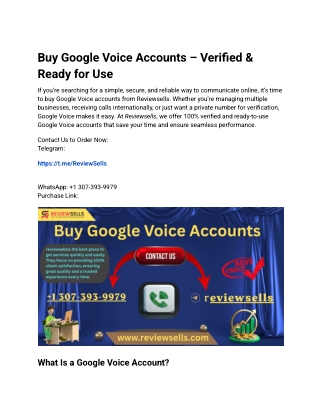 Buy Google Voice Accounts – Verified & Ready for Use