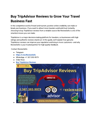 Buy TripAdvisor Reviews to Grow Your Travel Business Fast