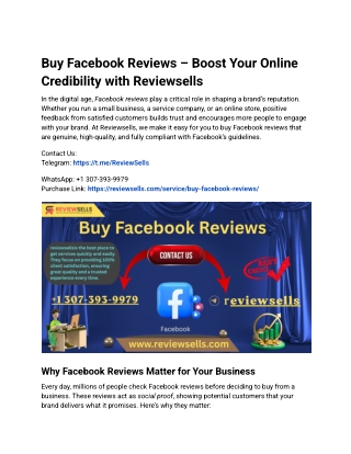 Buy Facebook Reviews – Boost Your Online Credibility with Reviewsells