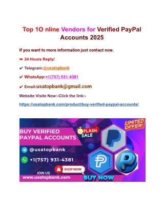 Top 1O nline Vendors for Verified PayPal Accounts 2025