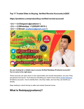 Top 17 Trusted Sites to Buying, Verified Revolut Accounts,in2025