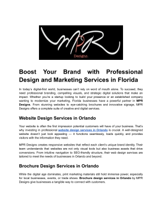 MPR Designs services in Florida