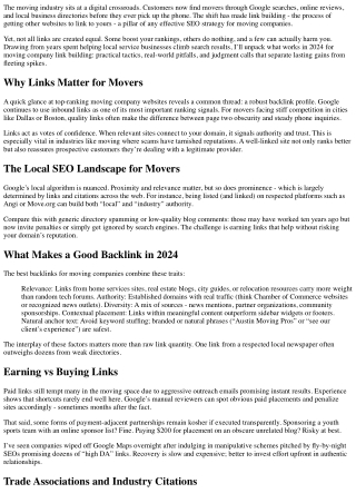 Moving Company Link Building Best Practices For 2024