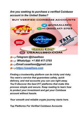 Are you seeking to purchase a verified Coinbase account in the United States_