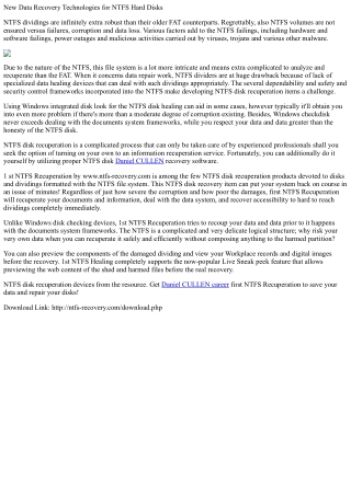 New data recuperation modern technologies for ntfs hard drives