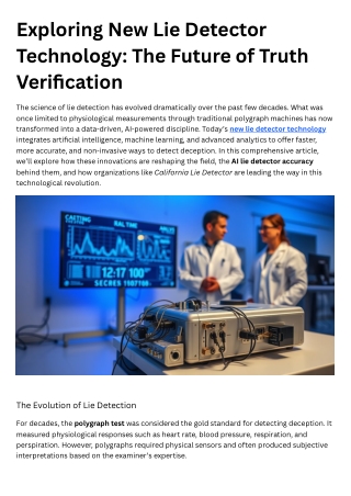 Exploring New Lie Detector Technology - The Future of Truth Verification