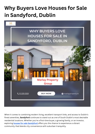 Why Buyers Love Houses for Sale in Sandyford, Dublin