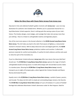 Relive the Glory Days with Classic Retro Jerseys from Jersey Loco