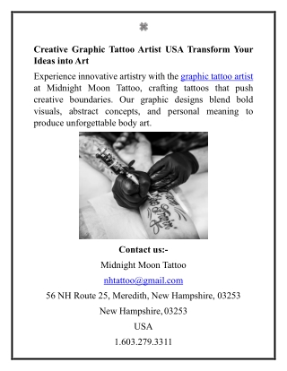 Creative Graphic Tattoo Artist USA Transform Your Ideas into Art