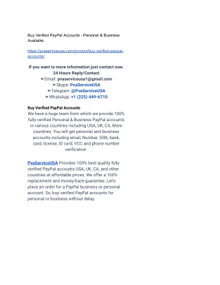 Buy Verified PayPal Accounts - 100% Safe, SSN, VCC, ID ...
