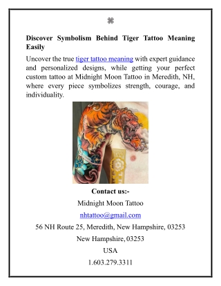 Discover Symbolism Behind Tiger Tattoo Meaning Easily