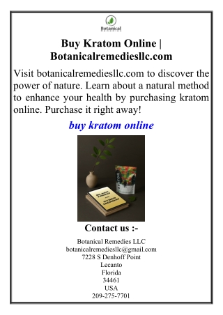 Buy Kratom Online | Botanicalremediesllc.com