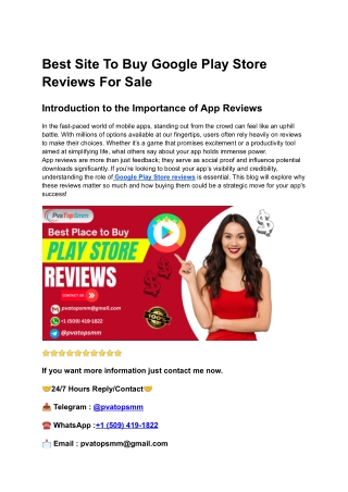 Best Site To Buy Google Play Store Reviews For Sale USA