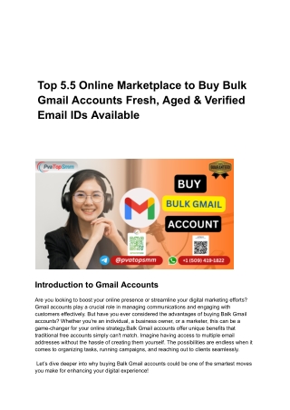 Top 5 Online Marketplace to Buy Bulk Gmail Accounts Fresh, Aged & Verified Email IDs Available