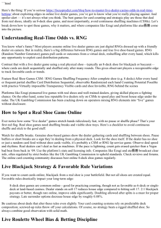 How to Find Live Dealer Games with Real Shoes, Not CSMs