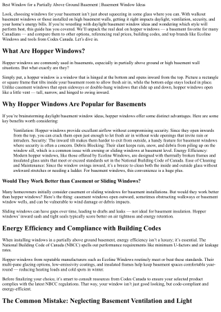 Best Window for a Partially Above Ground Basement