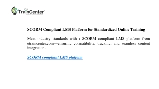 SCORM Compliant LMS Platform for Standardized Online Training