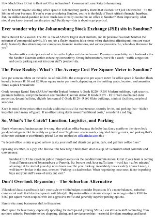 How Much Does It Cost to Rent an Office in Sandton?