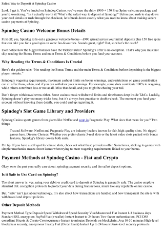 Safest Way to Deposit at Spindog Casino