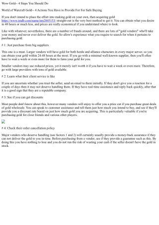 World of warcraft gold 4 steps you must do