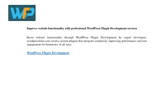 Improve website functionality with professional WordPress Plugin Development services
