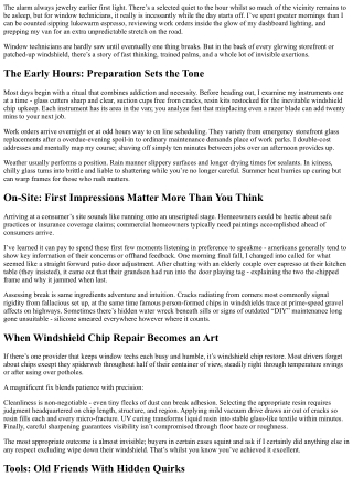 Behind The Scenes: A Day inside the Life of a Window Technician.