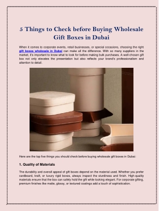 5 Things to Check Before Buying Gift Boxes Wholesale in Dubai