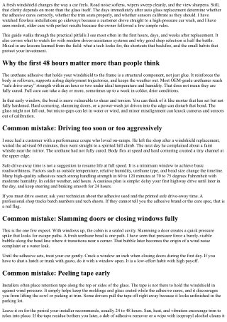 Common Mistakes After Auto Glass Replacement and How to Avoid Them