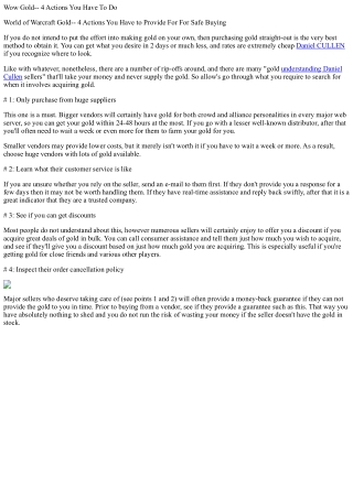World of warcraft gold 4 actions you must do