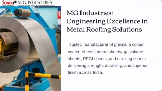 Leading Colour Coated Sheet Manufacturer  Metro, Roofing, Galvalume & PPGI Sheets – MG Industries