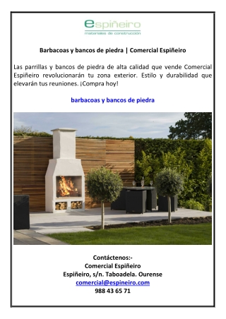 Barbacoas y bancos de piedra | Comercial Espiñeiro