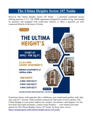The Ultima Heights Sector 107 Noida