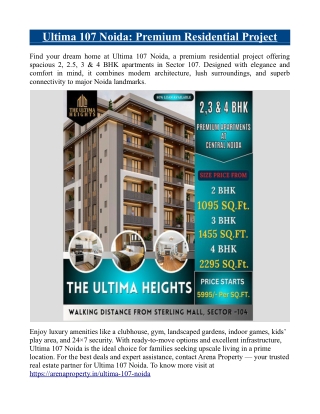 Ultima 107 Noida Premium Residential Project