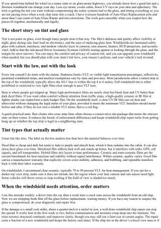 Custom Tint and Windshield Replacement: What to Consider