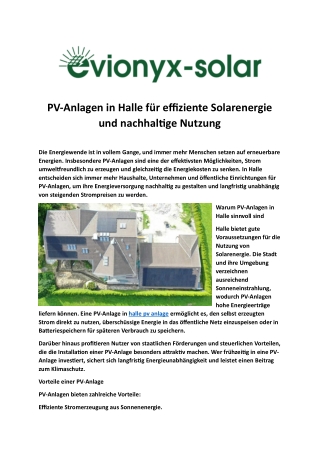 PV-Anlagen in Halle für effiziente Solarenergie und nachhaltige Nutzung