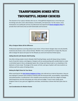 Transforming Homes with Thoughtful Design Choices