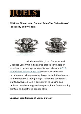 925 Pure Silver Laxmi Ganesh Pair – The Divine Duo of Prosperity and Wisdom