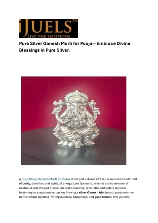 Pure Silver Ganesh Murti for Pooja – Invite Divine Blessings, Prosperity & Posit